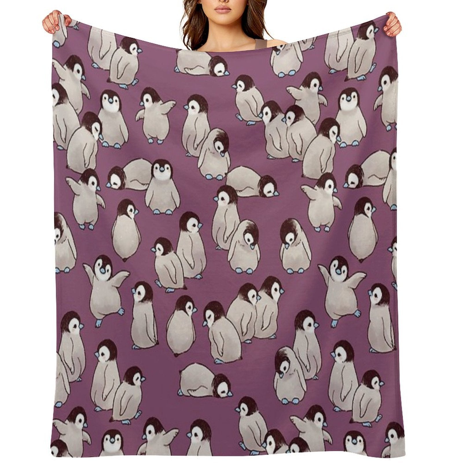Penguin Pattern Sustainable Throw Blanket