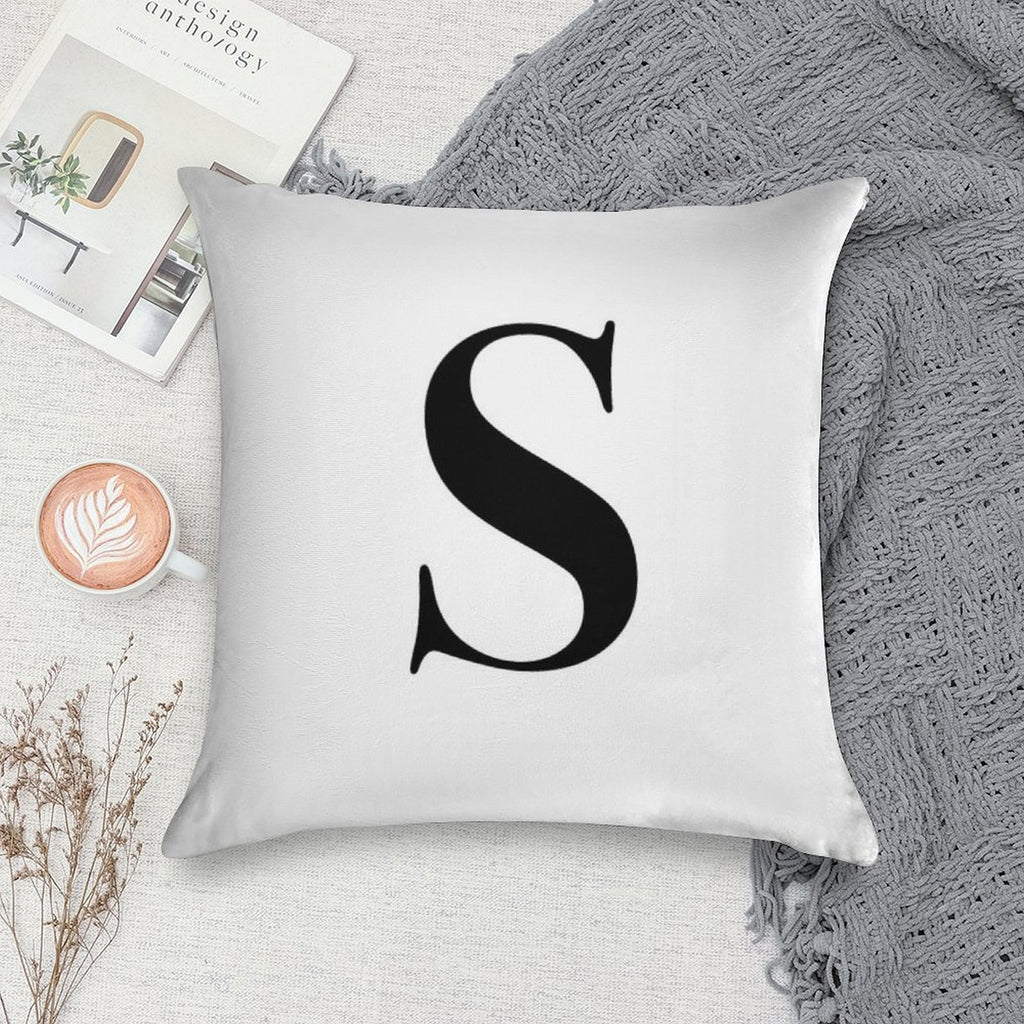 Letter S- Monogram Initial Soft Durable Construction Throw Pillow