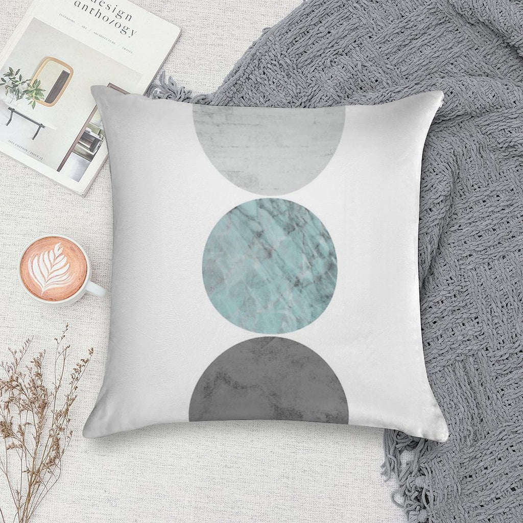 3 Circles Teal And Gray Soft Decorative Cover Throw Pillow