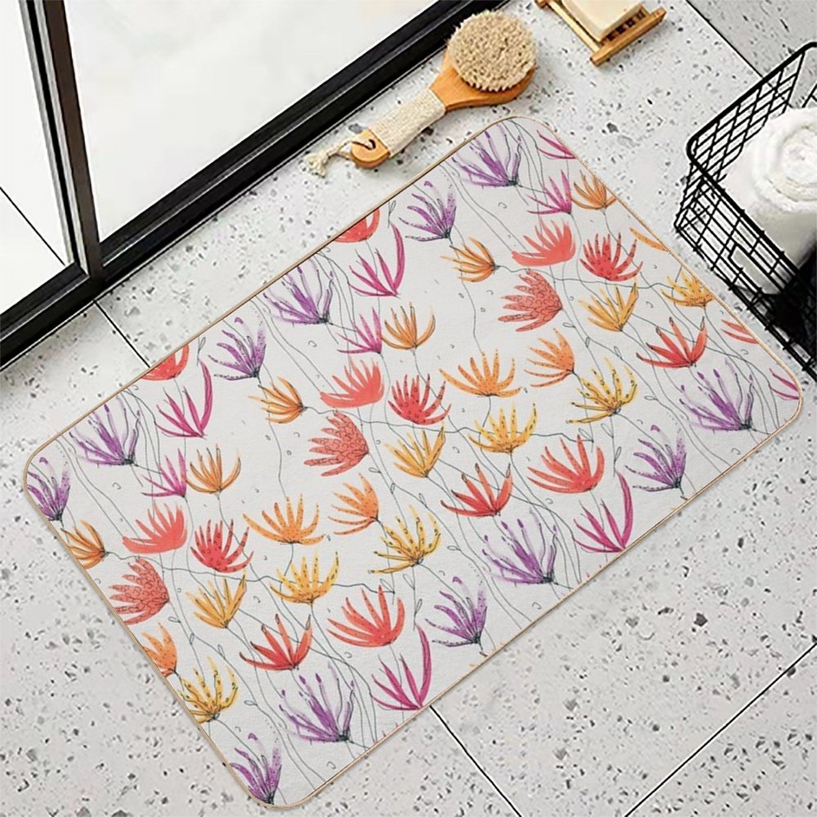 Wave of Flowers  Repositionable Bath Mat
