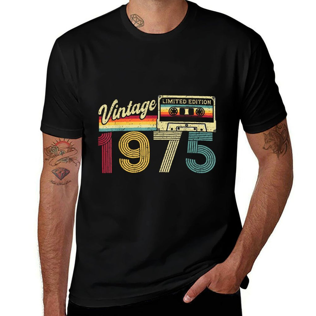 50 Years Old Gifts Vintage Born In 1975 Retro 50th Birthday  High-quality Stitching T-Shirt