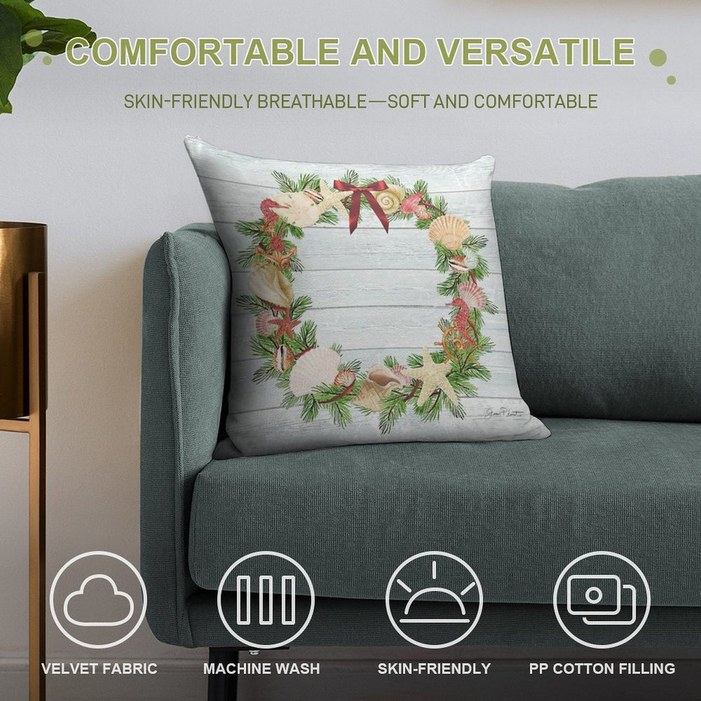 Coastal Christmas D Soft Easy Maintenance Throw Pillow