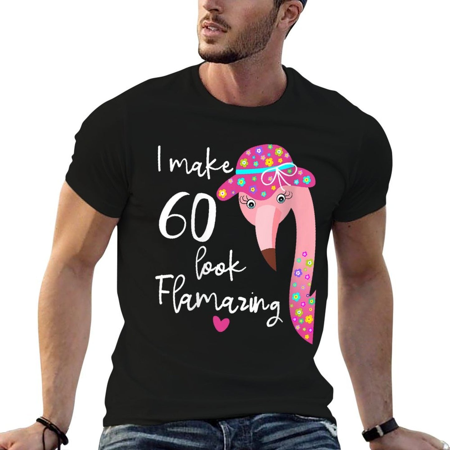 Womens Funny Flamingo 60th Birthday for 60 Years Old Sixty  Trendy Pattern T-Shirt