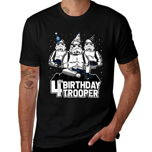 Star Wars Stormtrooper Party Hats Trio 4th Birthday Trooper  High-quality Stitching T-Shirt