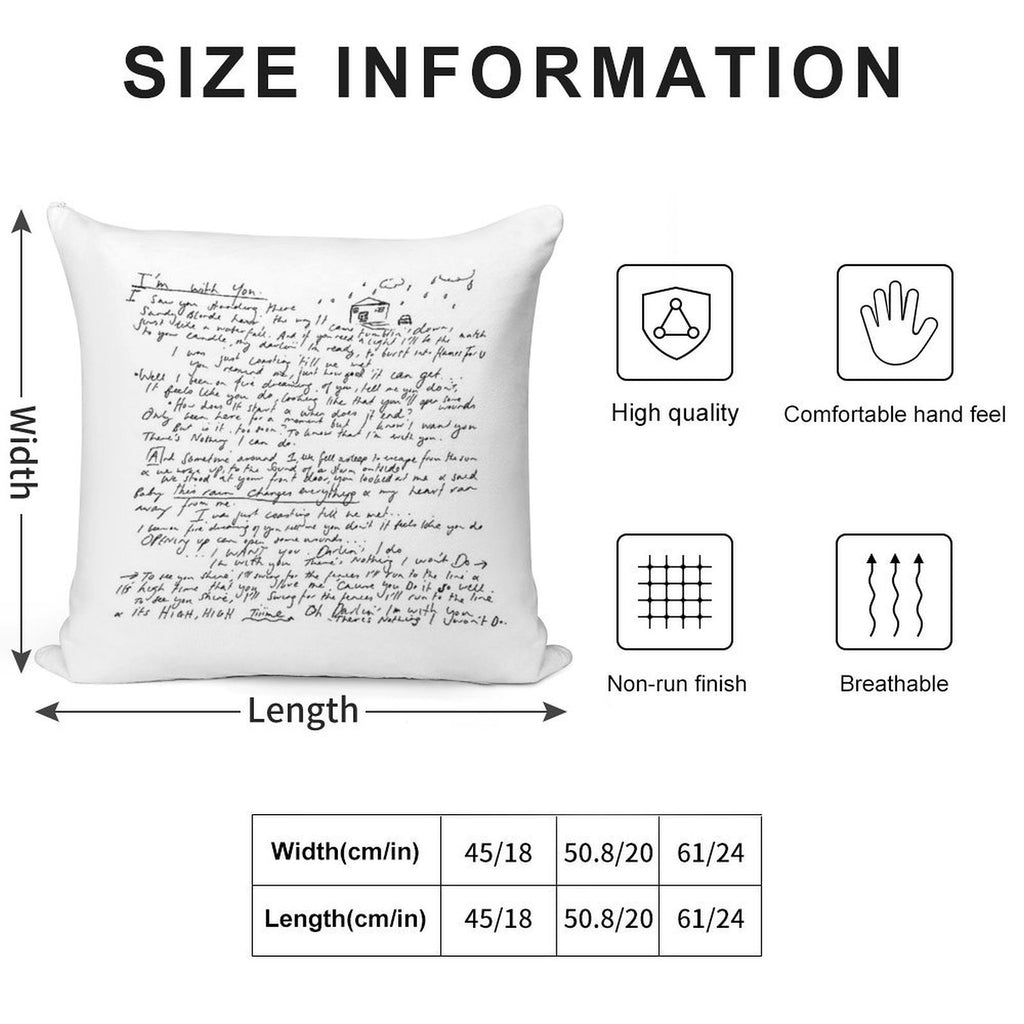 I'm With You - Vance Joy - Handwritten Soft Luxury Feel Throw Pillow