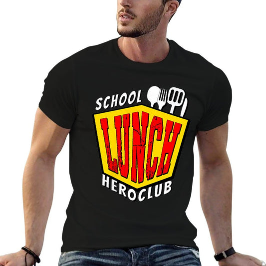 School Lunch Hero Club Food Service Cafeteria Canteen Worker  Ribbed Collar T-Shirt
