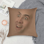 Nicholas Cage Face Pattern Soft Reinforced Edging Throw Pillow