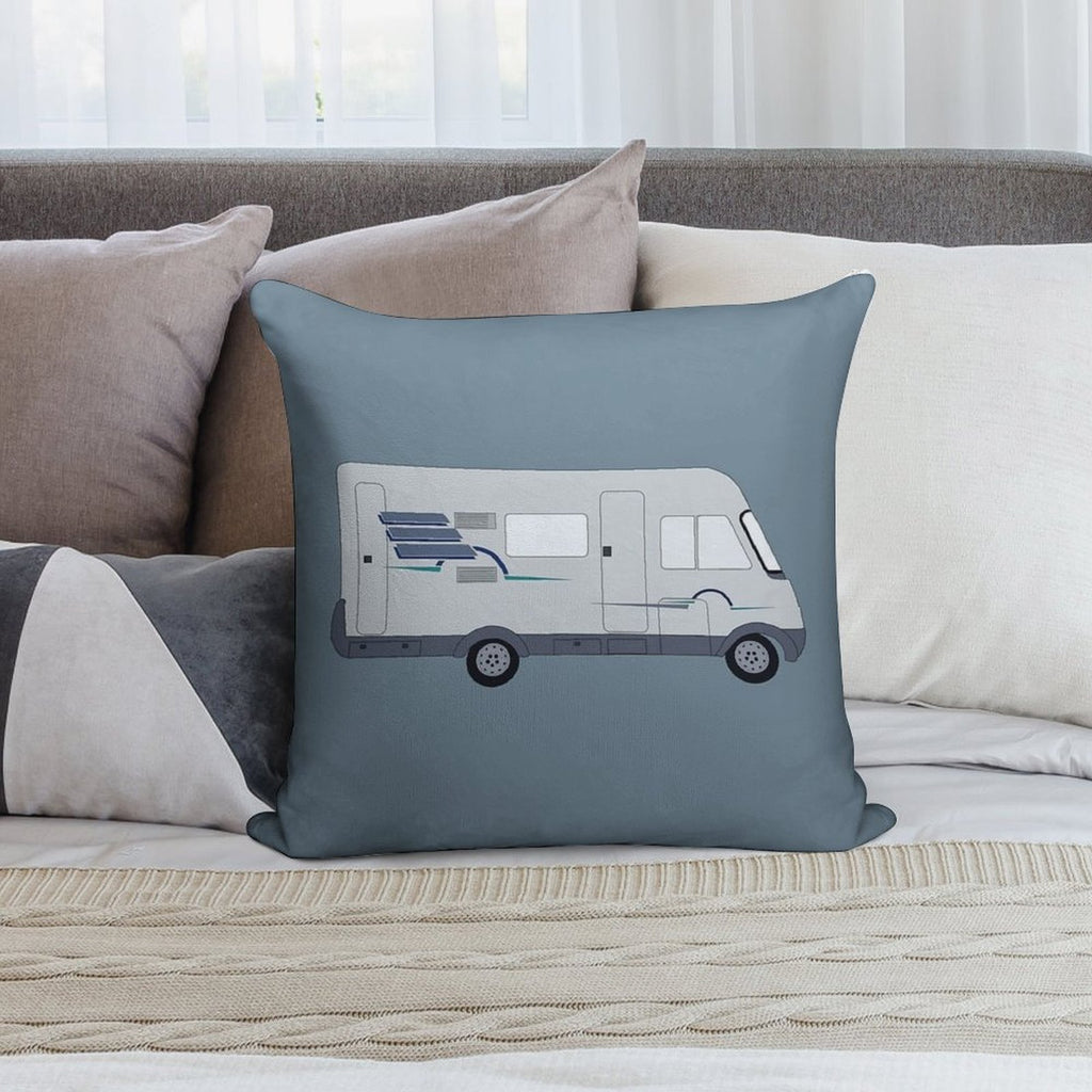 Hymer Motorhome Cartoon Graphic Soft Short Plush Fabric Throw Pillow