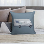 Hymer Motorhome Cartoon Graphic Soft Short Plush Fabric Throw Pillow