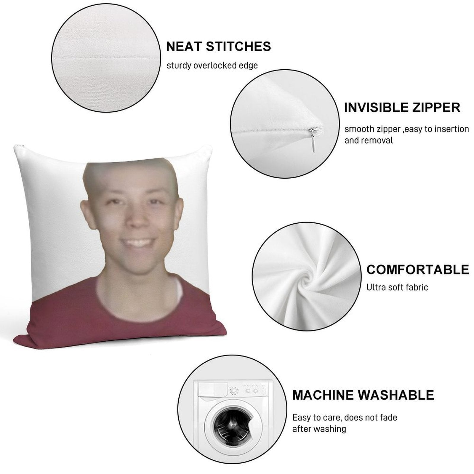 Bald Quackity Soft Decorative Cover Throw Pillow