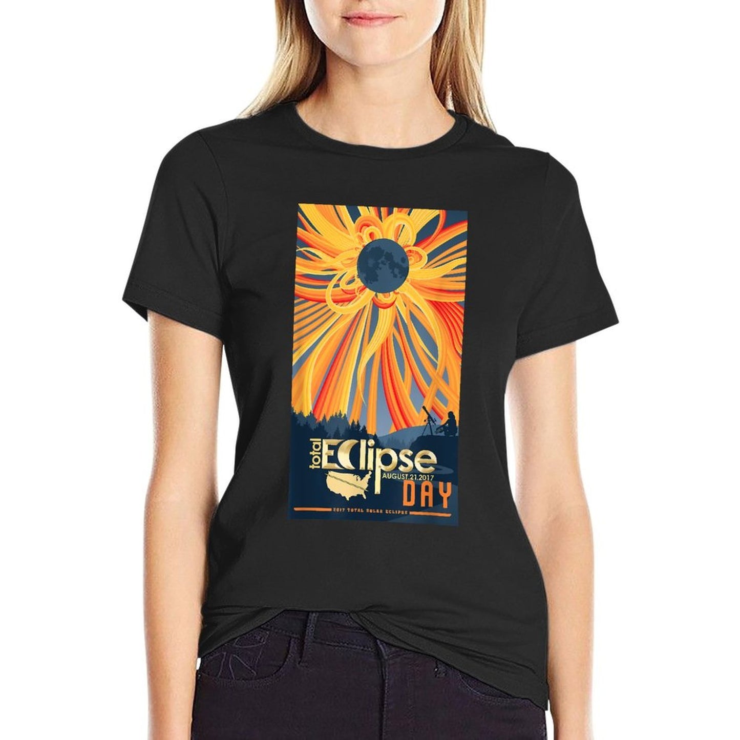 Total Solar Eclipse Tshirt August 21 2017 Sun Eclipse  Fade-proof Color T-Shirt