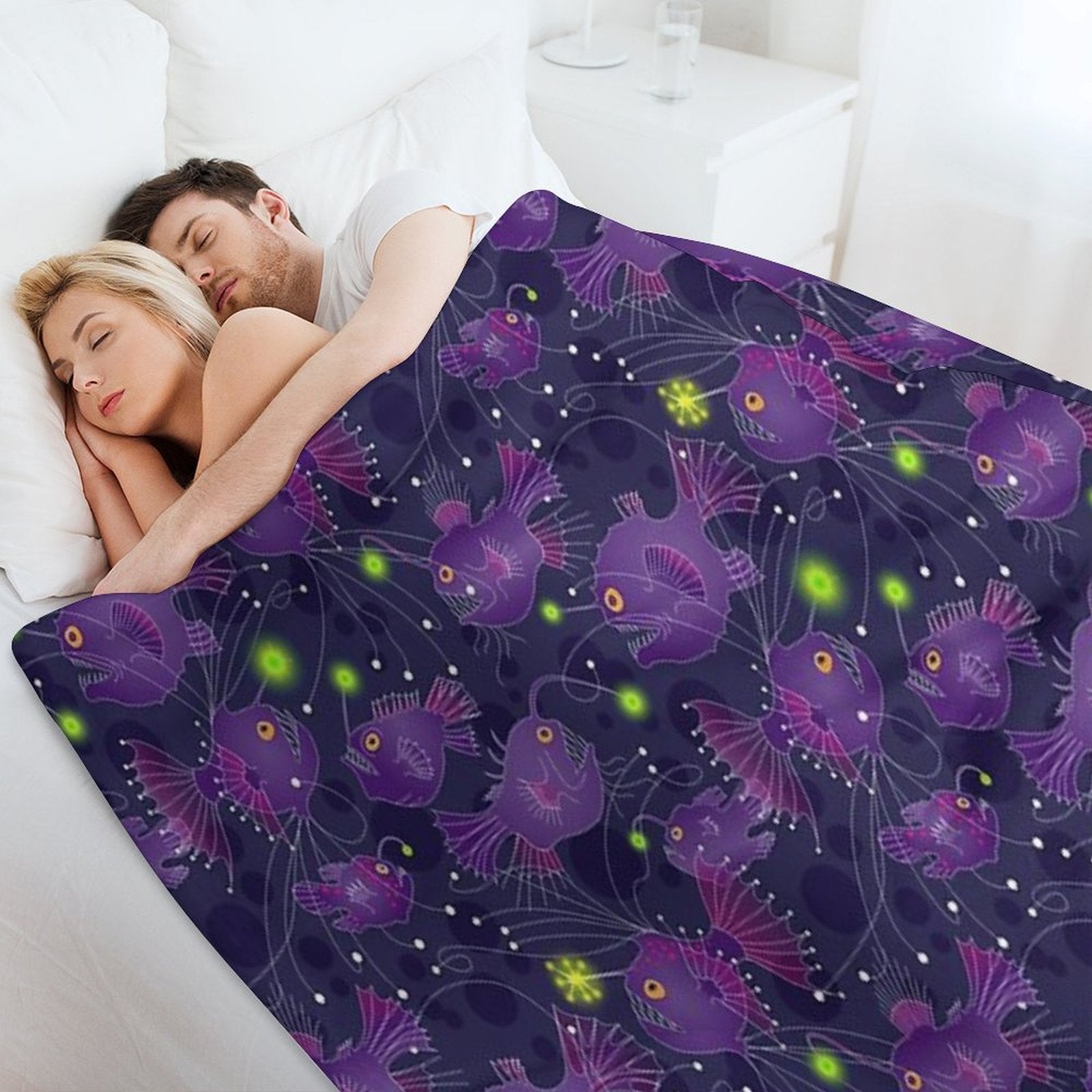 Angler Fish Purple Premium Throw Blanket
