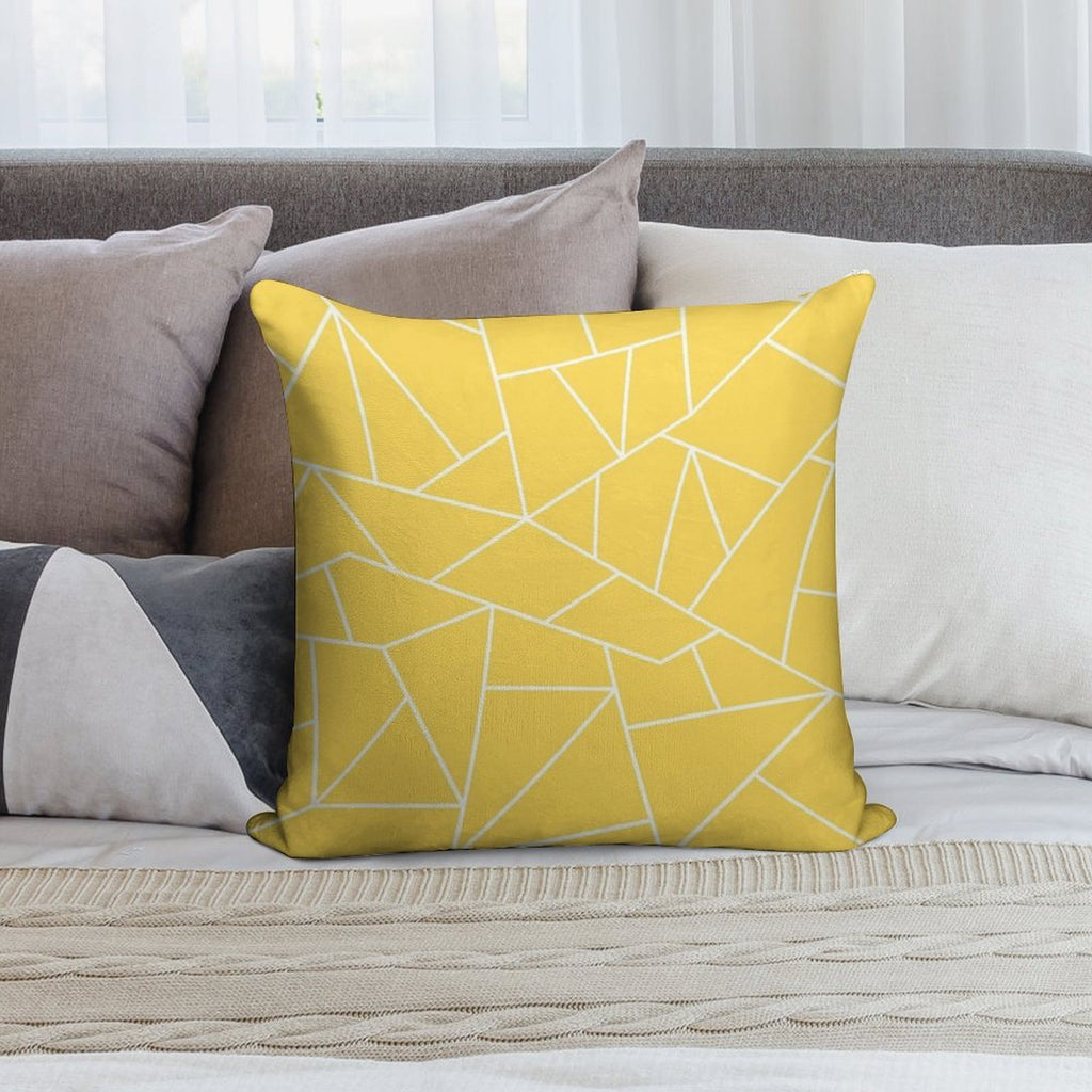 Mustard Yellow White Mosaic Lines Soft Warmth Comfort Throw Pillow