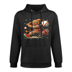 Christmas Gingerbread Man Sports Player Funny Baseball Xmas Machine Washable Hoodie