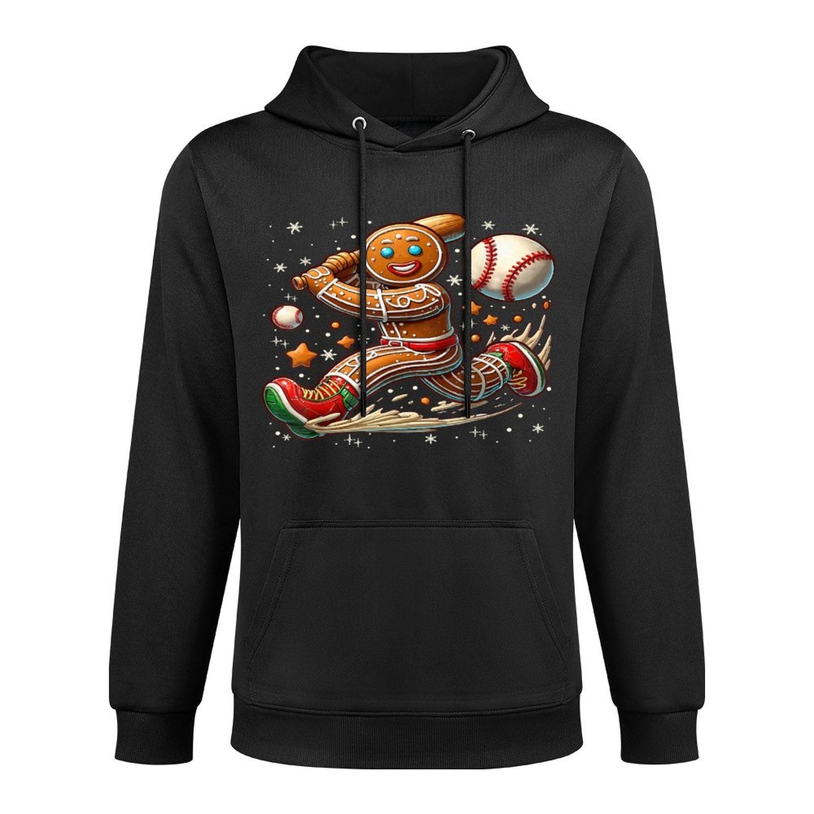 Christmas Gingerbread Man Sports Player Funny Baseball Xmas Machine Washable Hoodie