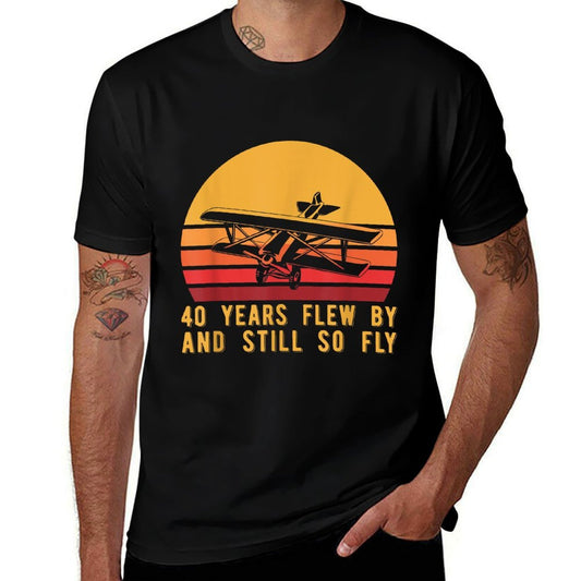 40th Birthday Biplane Turning 40 Airplane Pilot  Breathable T-Shirt