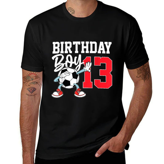13th Birthday Boy Football Soccer 13 Year Oldnager  Lightweight T-Shirt