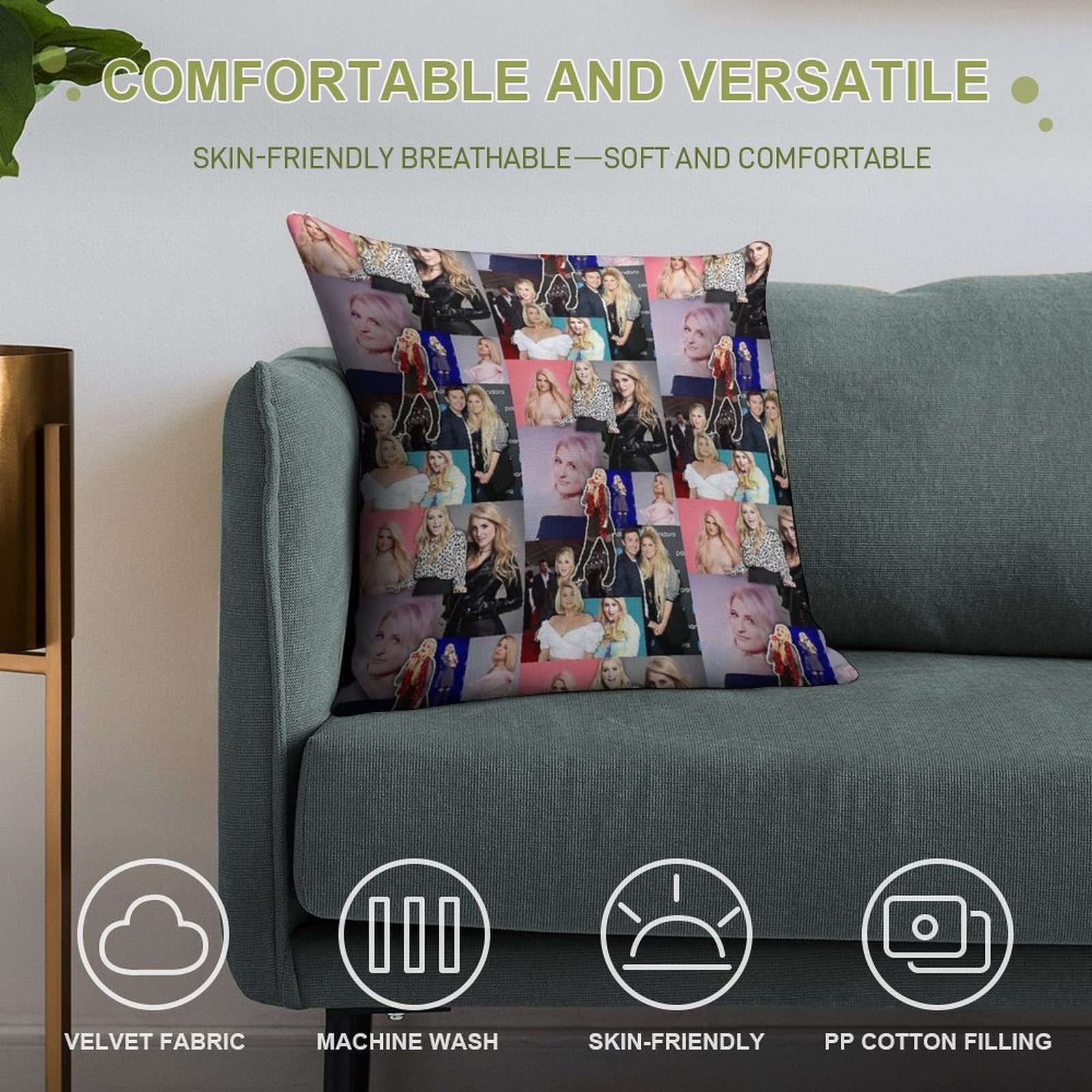 Meghan Trainor Soft Easy Maintenance Throw Pillow