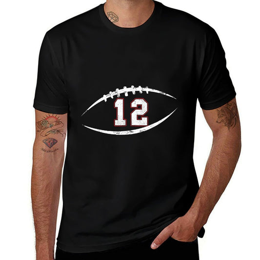 12 Number Vintage Football Player 12 Lucky Number Birthday  Trendy Pattern T-Shirt
