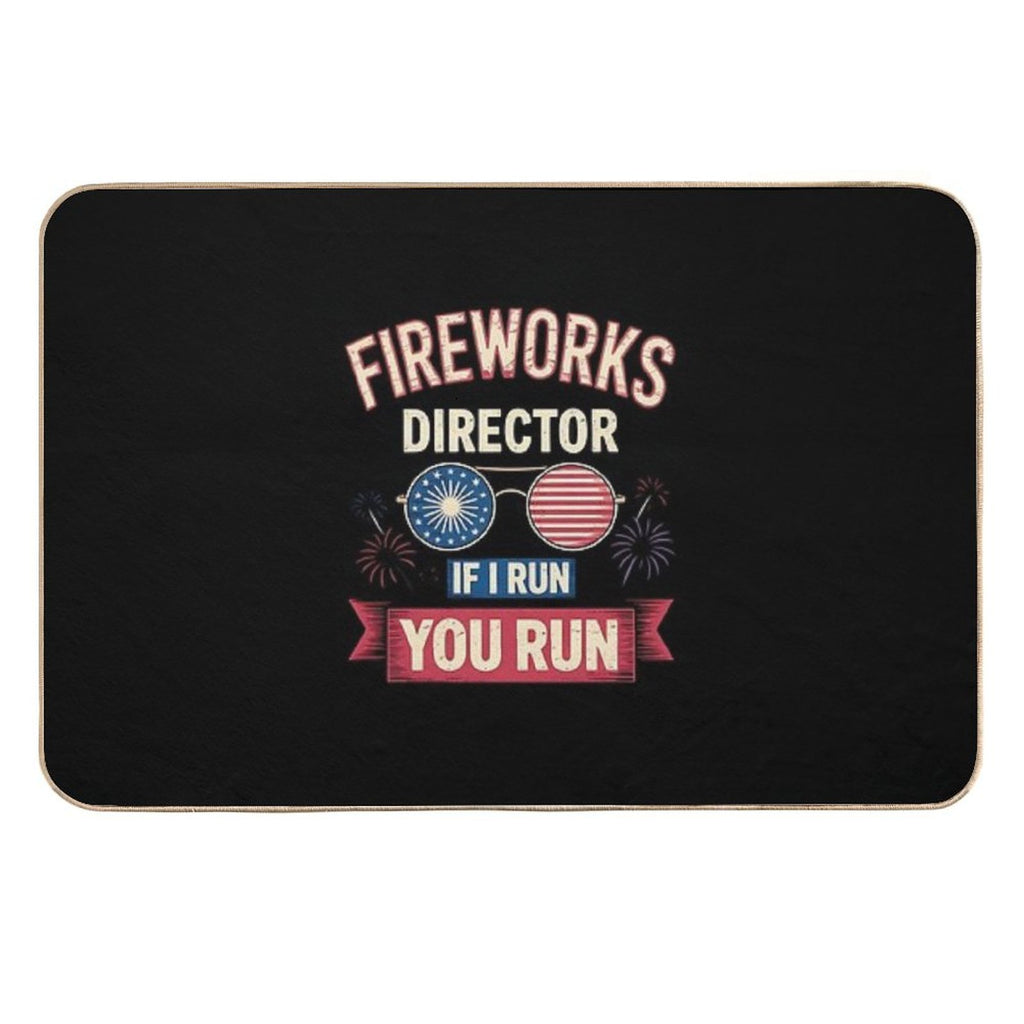 4th Of July Fireworks Director I Run You Run  Anti-Trip Bath Mat