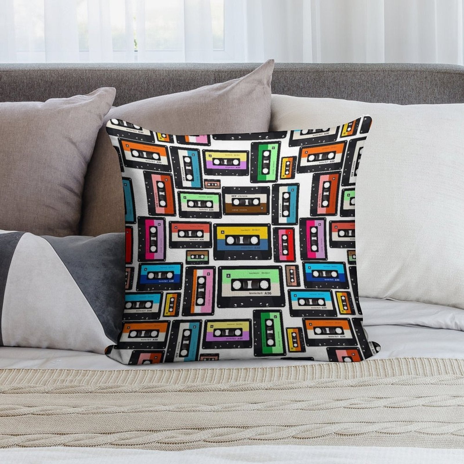 Cassette Vinyl Record Soft Durable Construction Throw Pillow