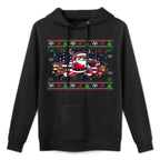 Santa Reindeer Play American Football Ugly Christmas Sweater Easy Care Hoodie