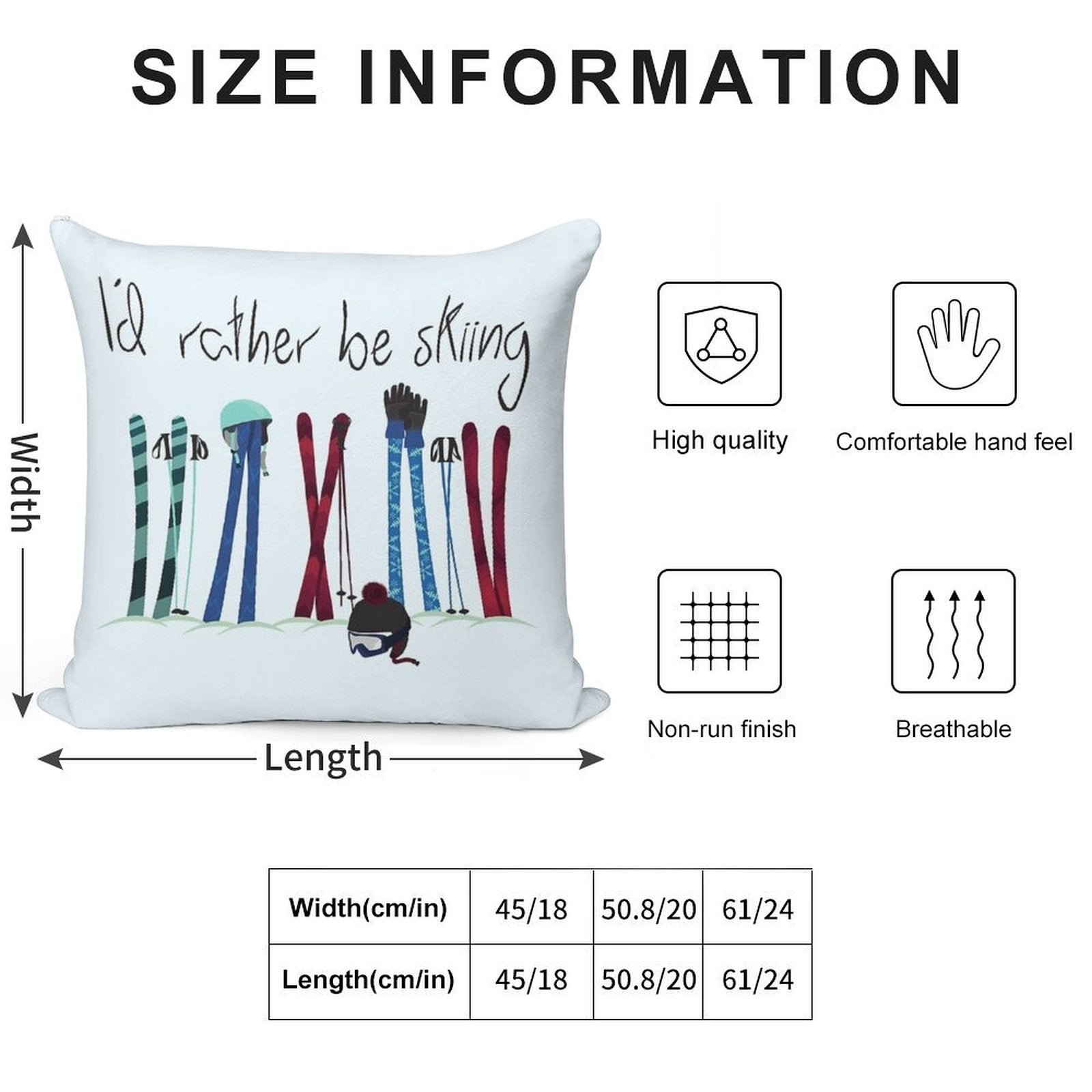 I'd Rather Be Skiing Soft Decorative Cover Throw Pillow