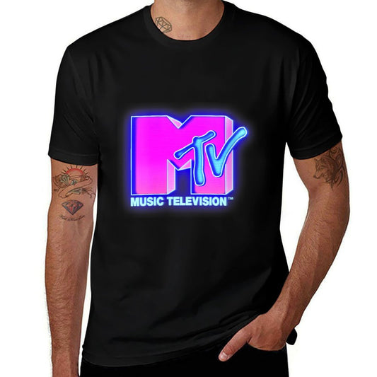 Womens MTV Bright Neon Glow Logo Retro  Affordable Price T-Shirt