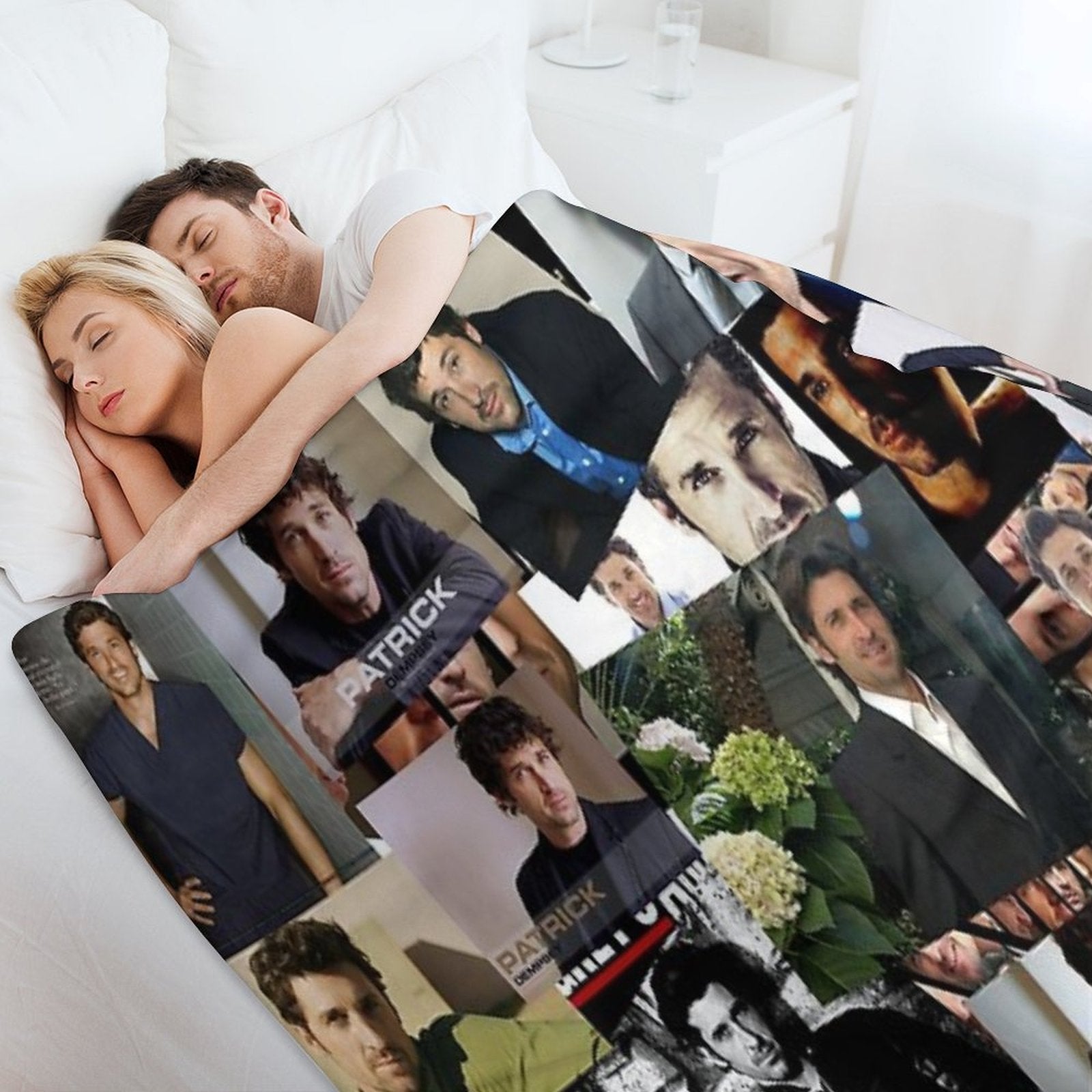 Patrick Dempsey Abstract Collage Travel-friendly Throw Blanket