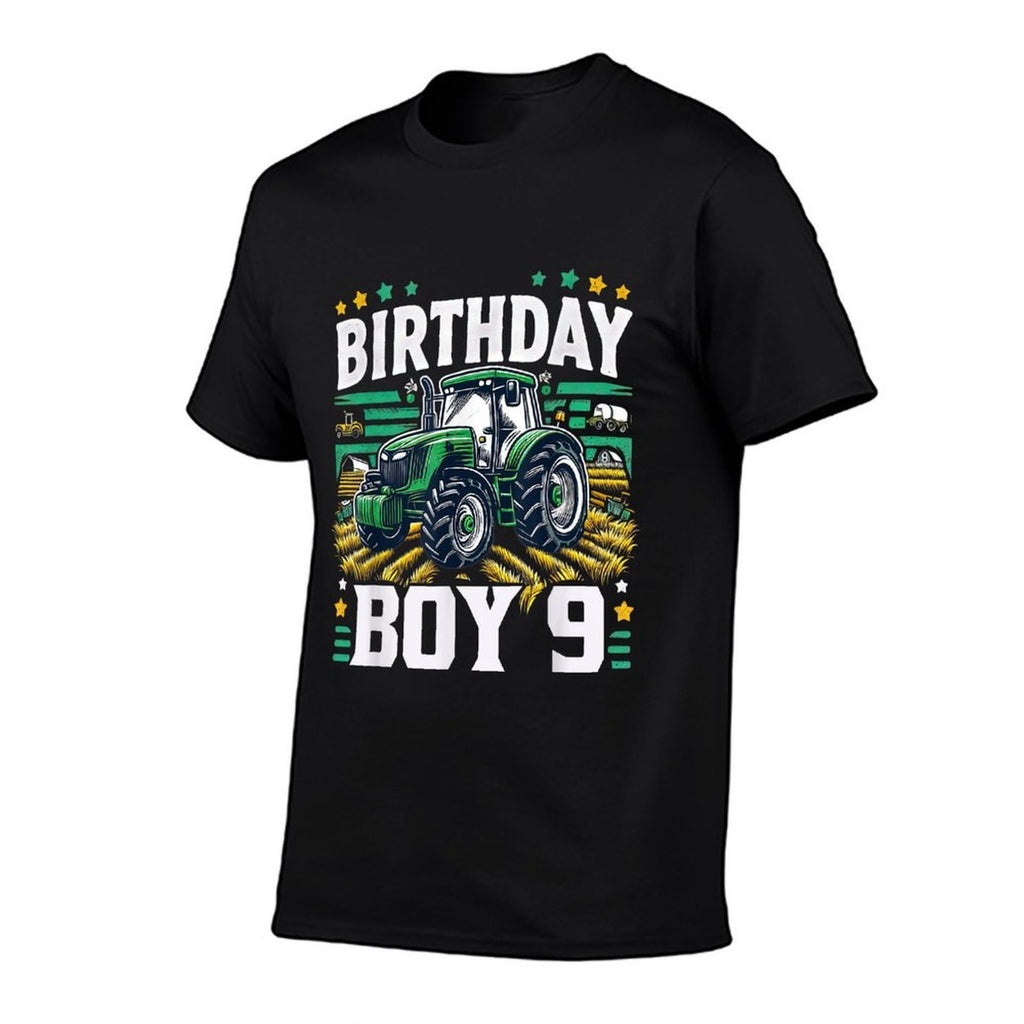 9th Birthday Farm Tractor Nine Years Old Birthday Boy  Eco-friendly Material T-Shirt