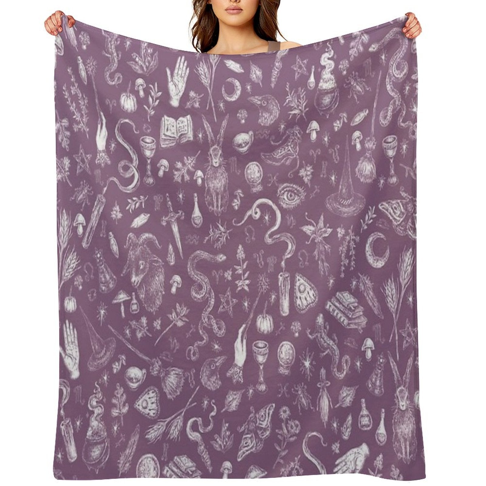 Purple Salem Witch Easy Care Throw Blanket
