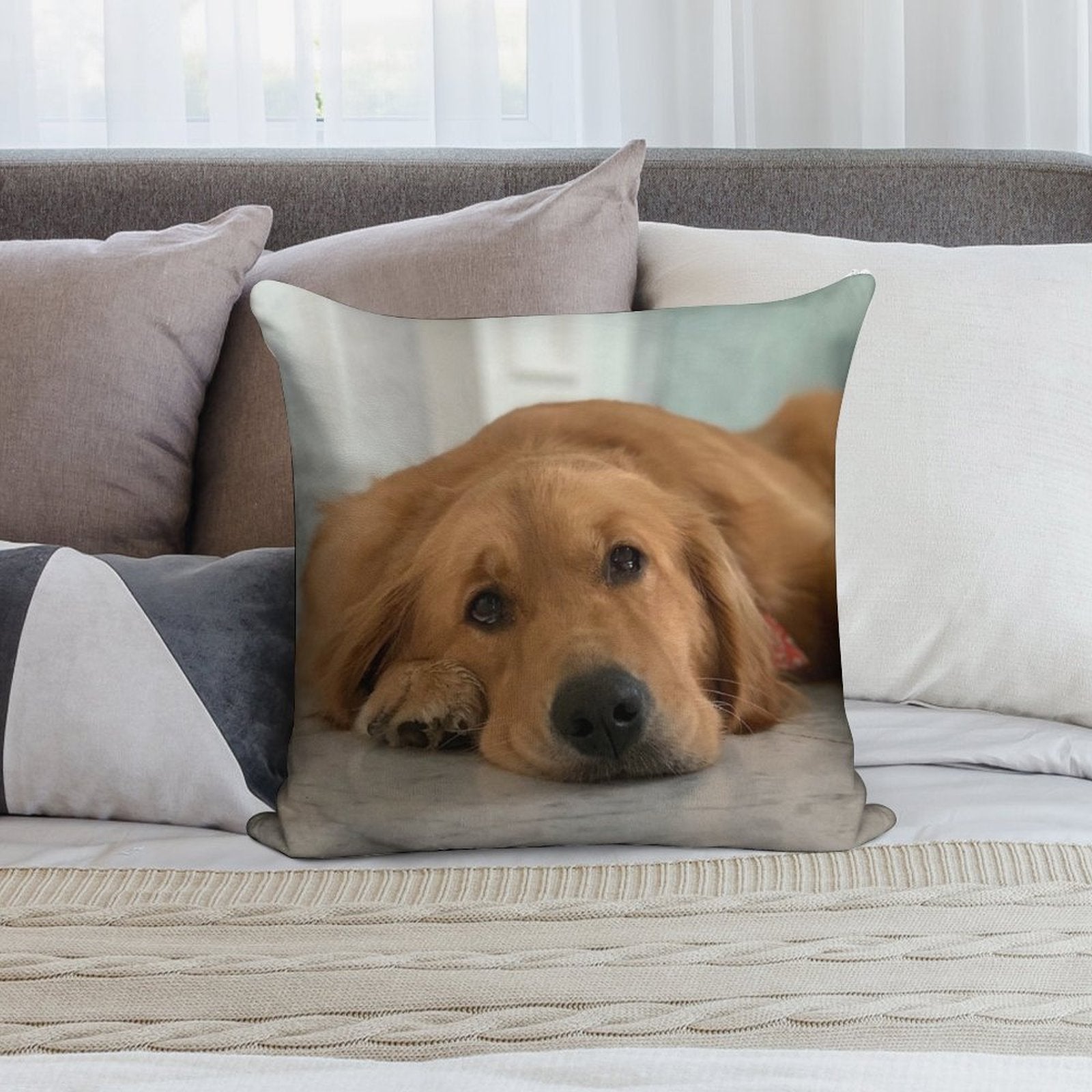 Golden Retriever Soft Home Decor Throw Pillow