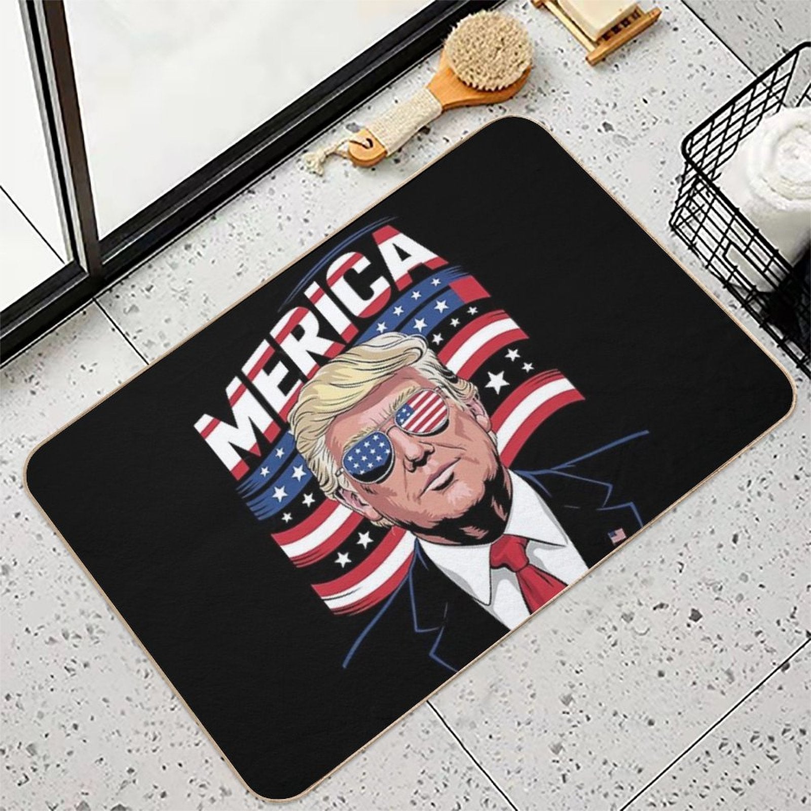 Donald Trump Won Elections 2024 'Merica USA Flag Sunglass Durable Bath Mat
