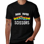 Rock Paper Scissors Lesbian Pride Rainbow LGBT  Polyester Blend T-Shirt