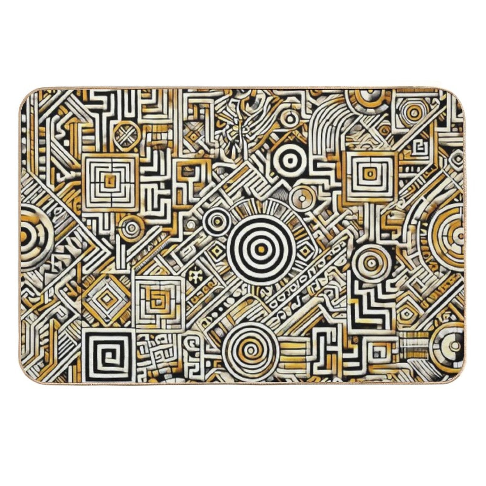 Labyrinth of Shipibo Cosmos  Easy Maintenance Bath Mat