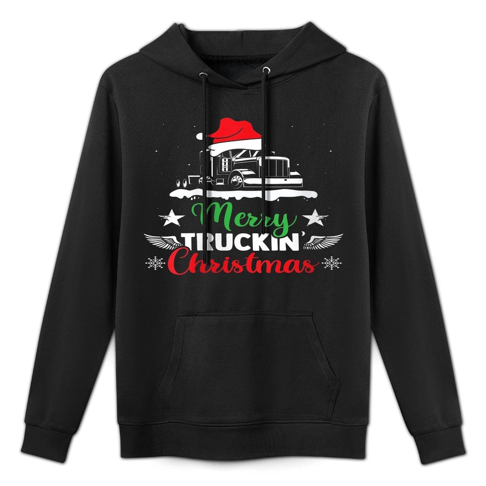Womens Merry Truckin Christmas Funny Truck Driving Fan Xmas Truck Shape Retention Hoodie