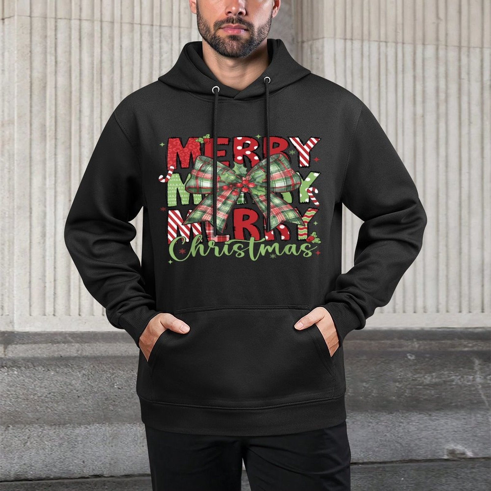 Merry Christmas Coquette Bow Xmas Pajamas Family Matching All-Day Comfort Hoodie