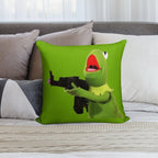 Kermit The Frog With Gun Soft Washable Throw Pillow