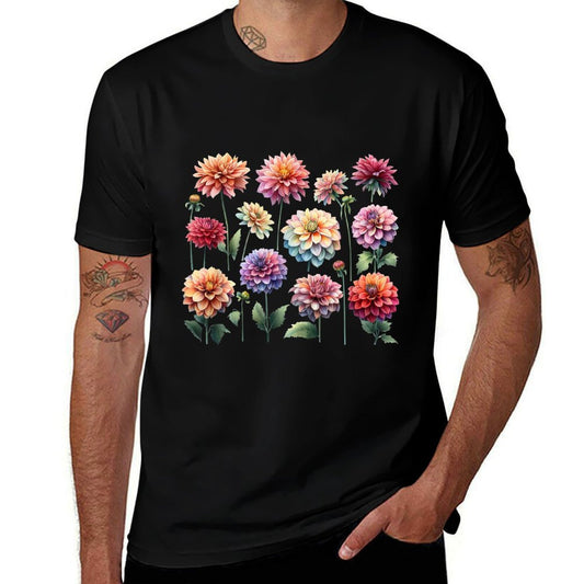 Vintage Retro Dahlia Flowers Delight Elegance in Bloom  Quick-drying T-Shirt
