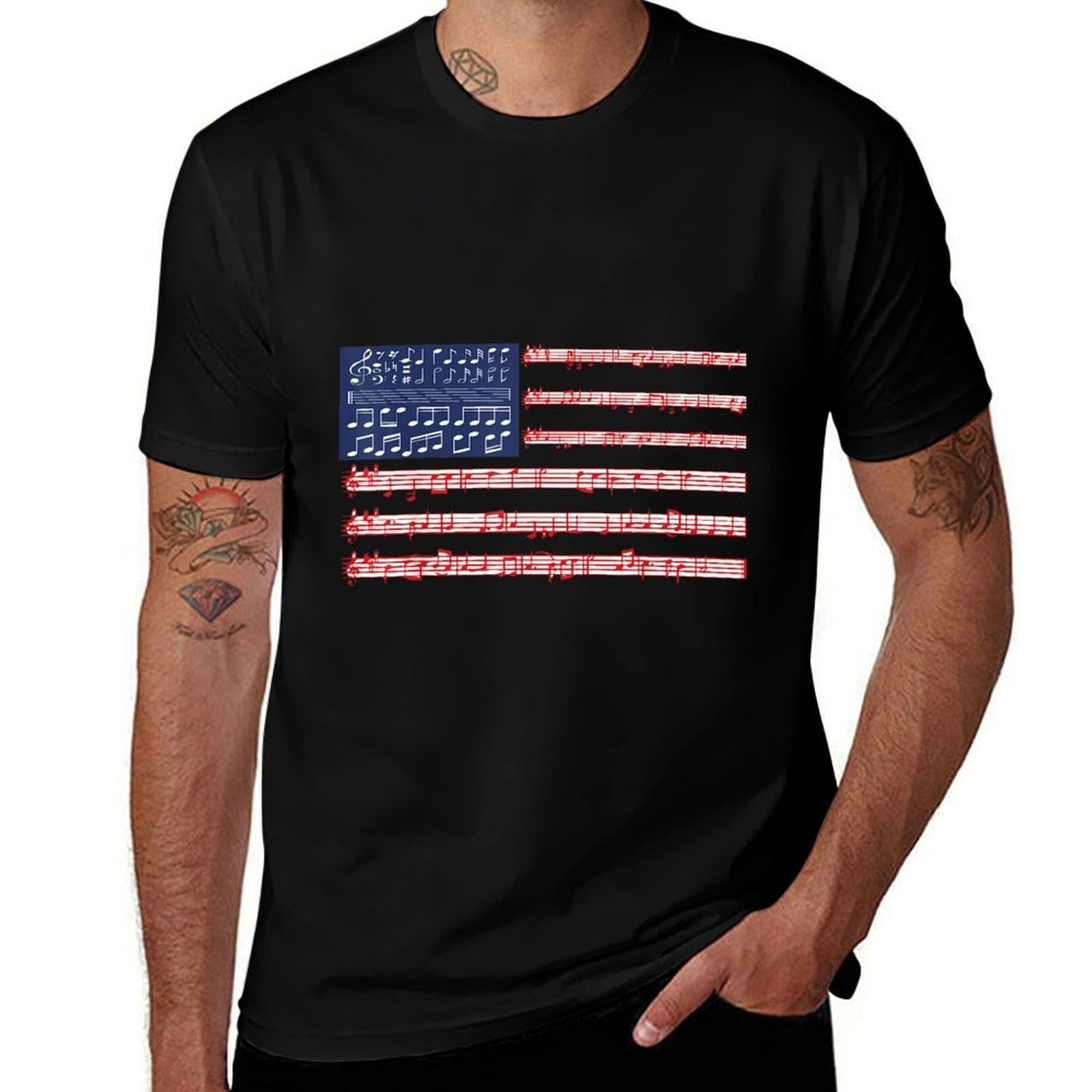4th Of July National Anthem Music Note USA Men  Wrinkle-resistant T-Shirt