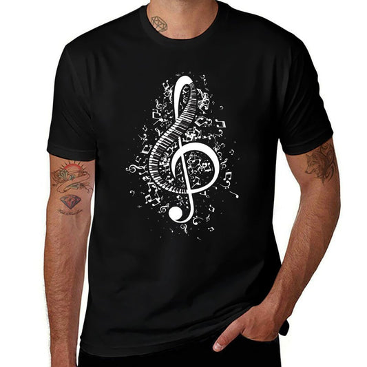 Treble Clef Keys - Piano Player Pianist Classical Music  Polyester Blend T-Shirt