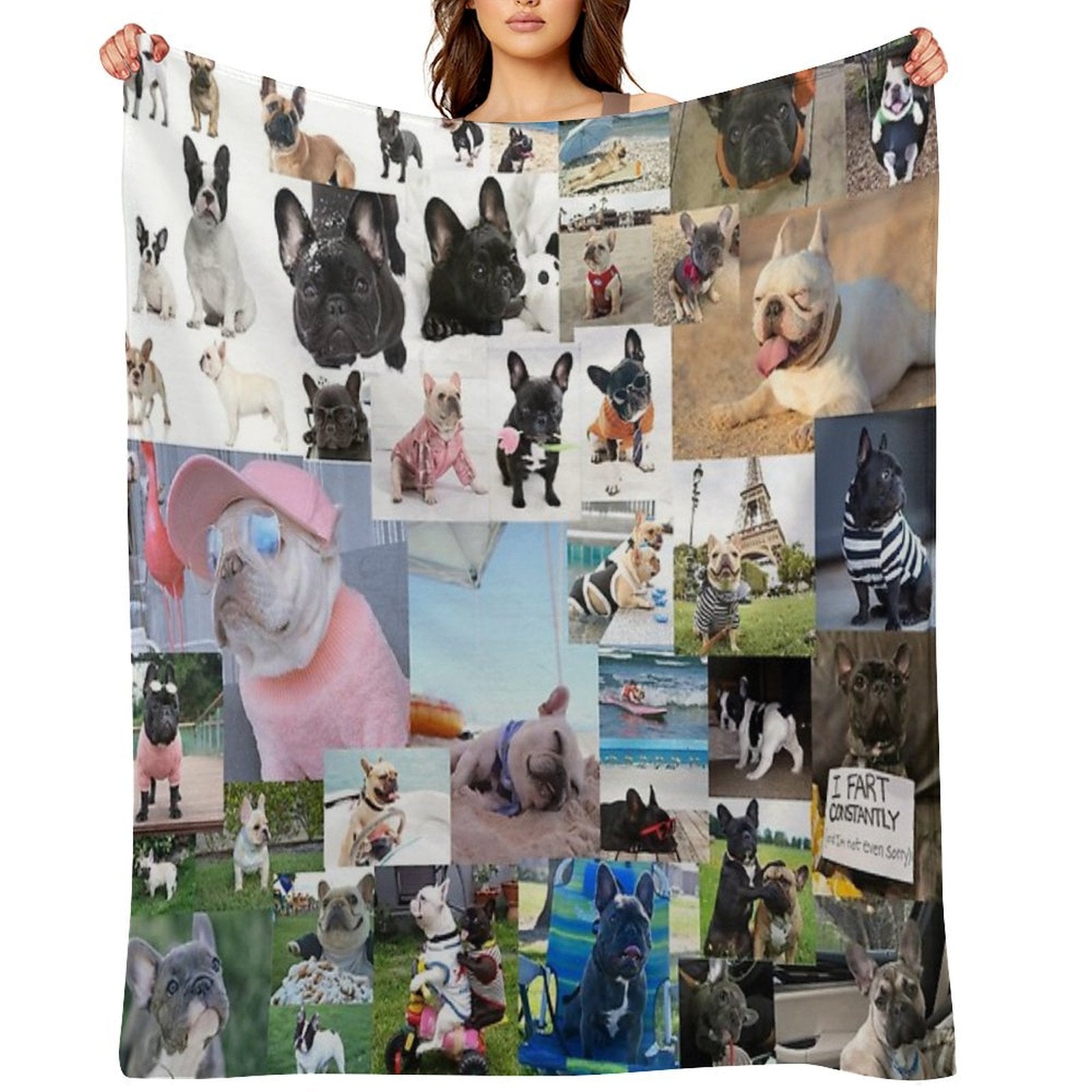 French Bulldog Collage Quick-dry Throw Blanket