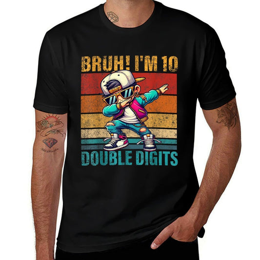 10 Years Old Birthday Bruh I'm Double Digits 10th Birthday  Lightweight T-Shirt