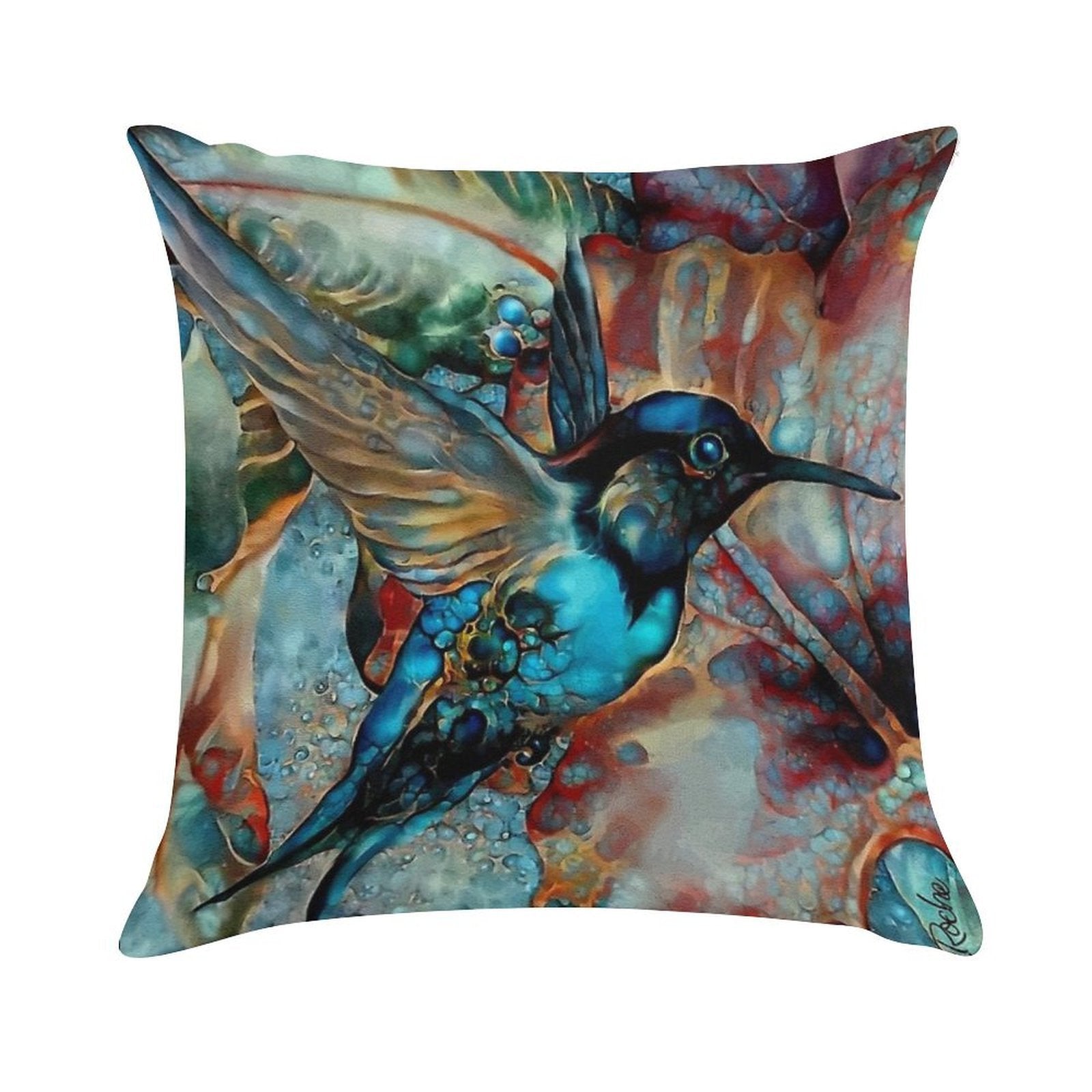 Colibri Des Vignes, Hummingbird, Colibri, Lea Roche Paintings Soft Luxury Feel Throw Pillow