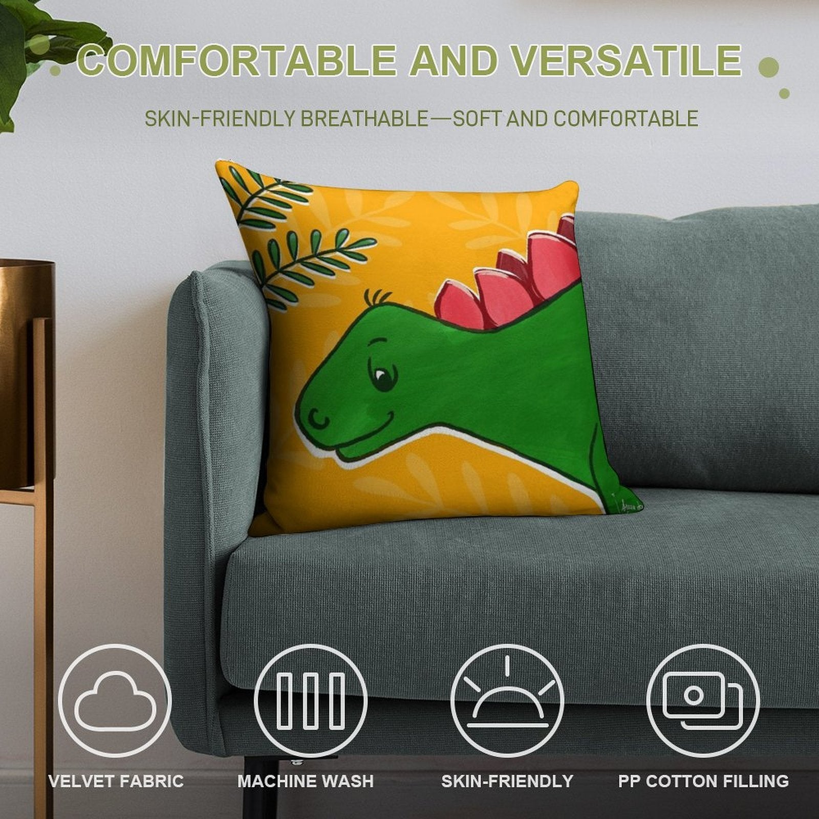 Small Stegosaurus Soft Ultra-Soft Texture Throw Pillow