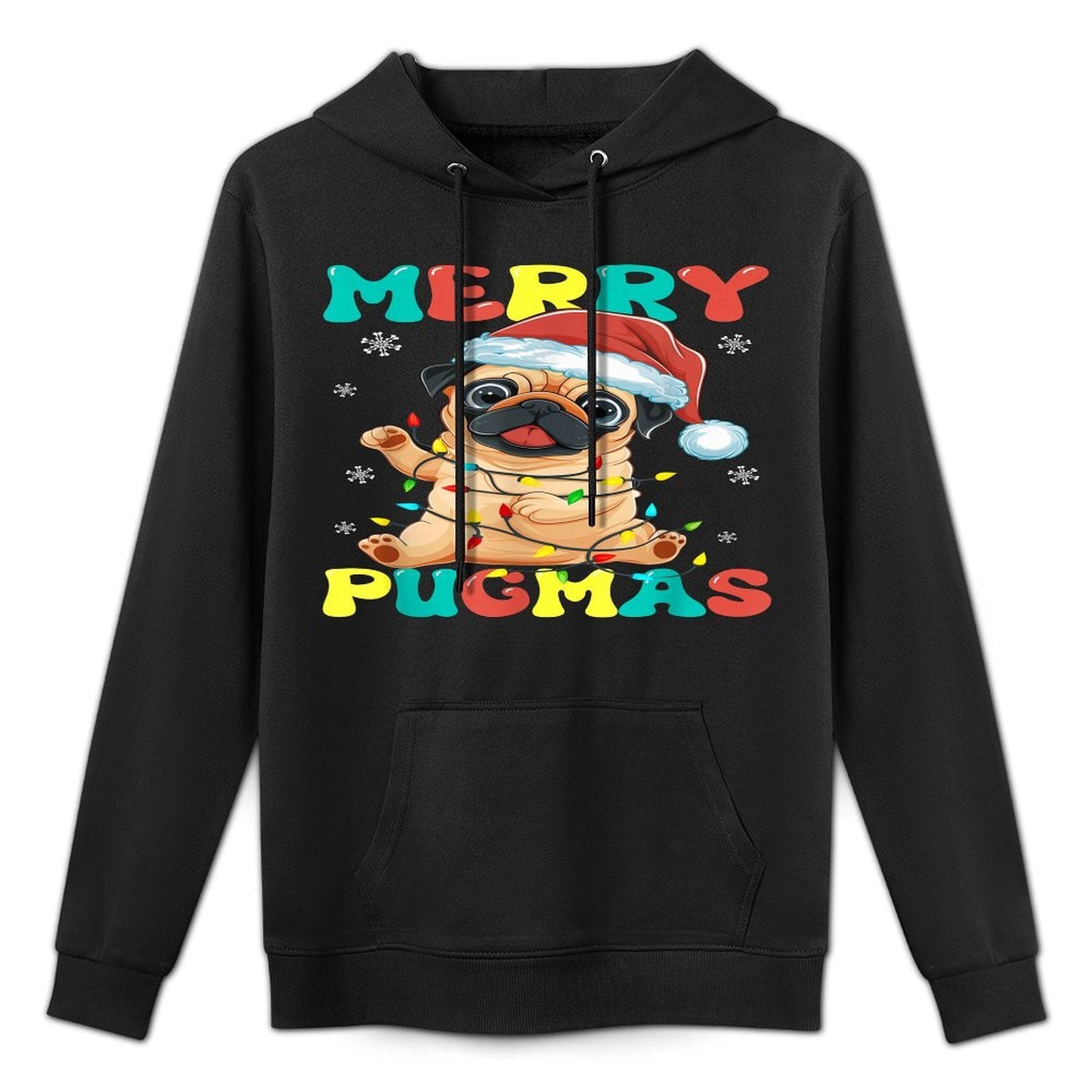Merry Pugmas Pug Christmas Santa Pug Xmas Lights Dog Lover Casual Wear Hoodie
