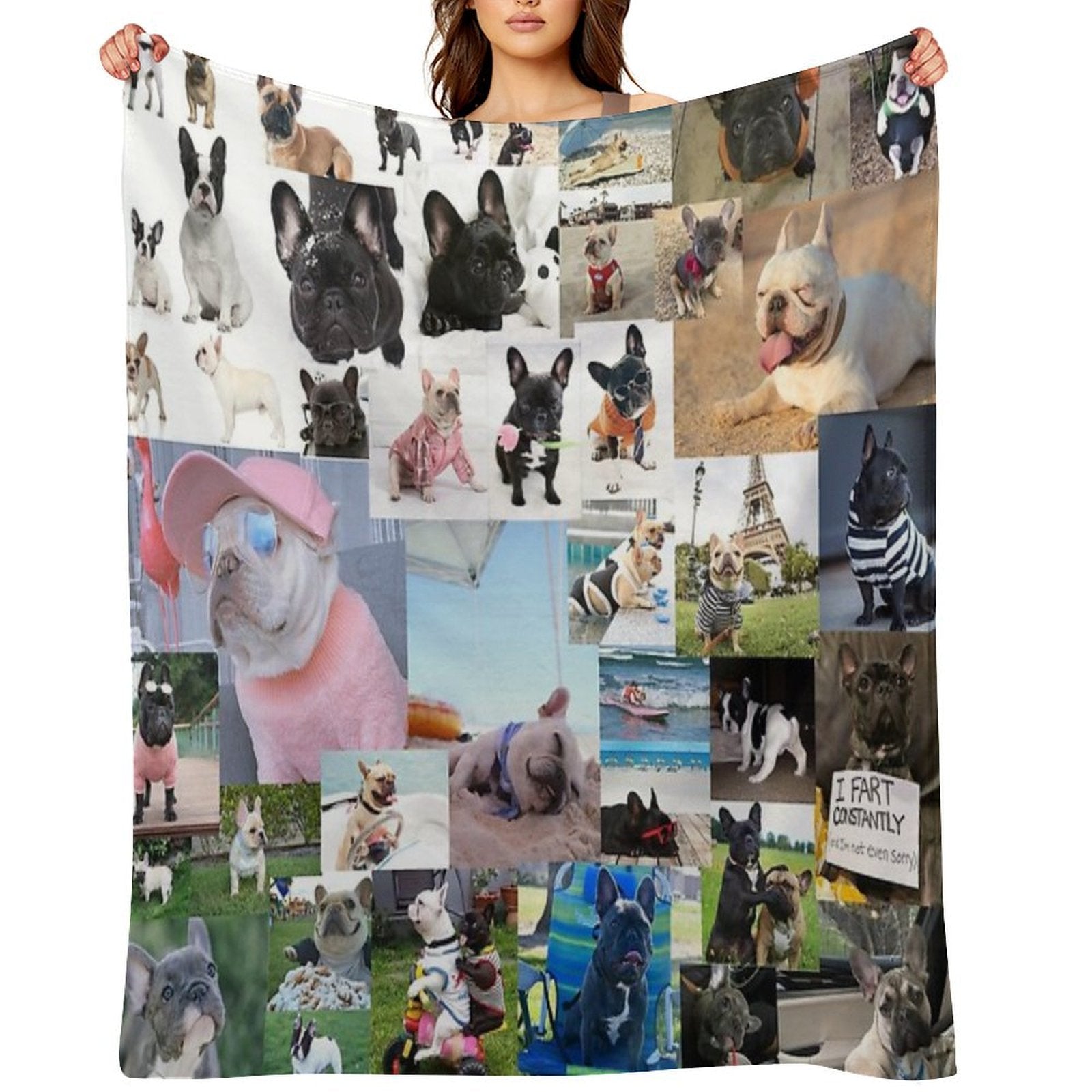 French Bulldog Collage Quick-dry Throw Blanket