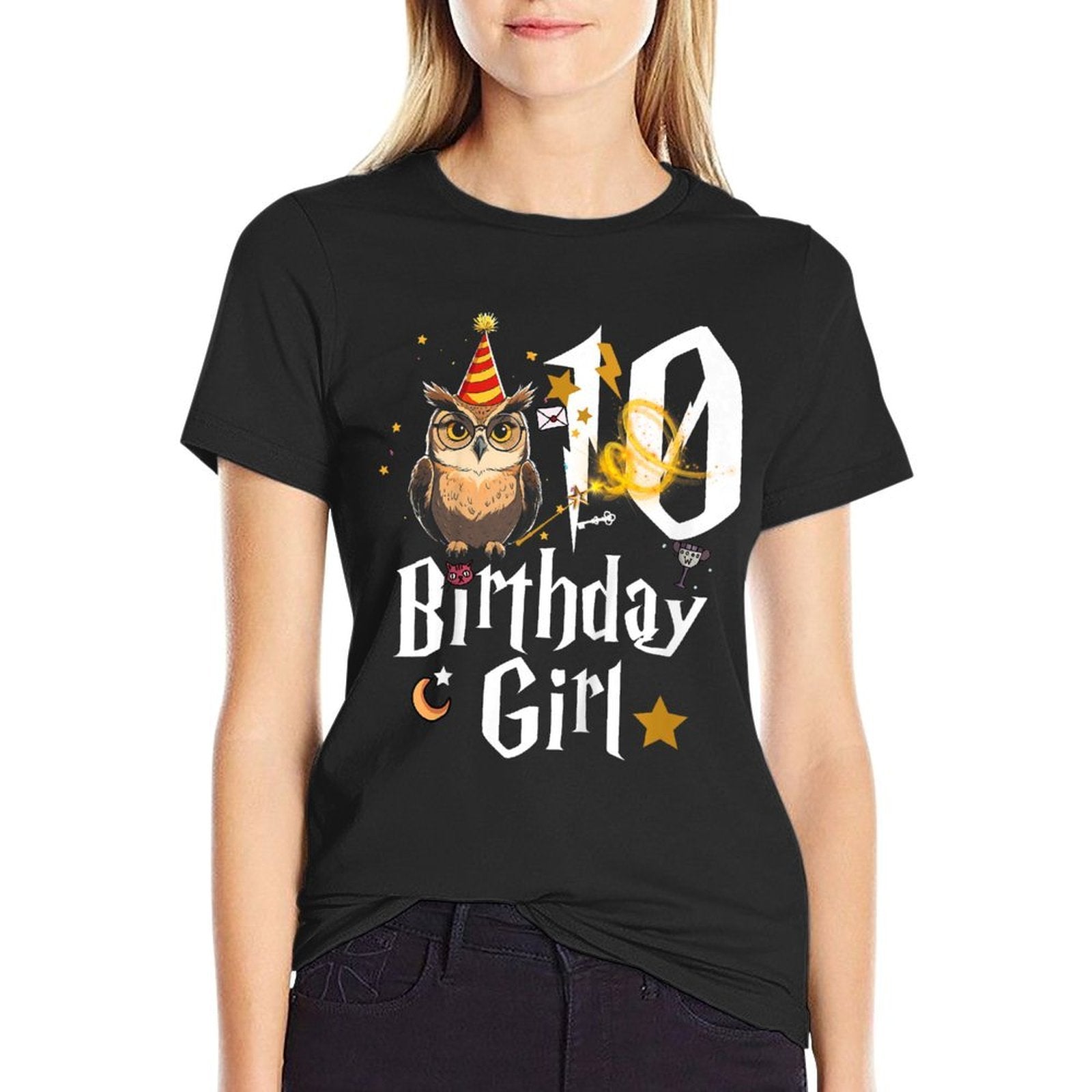 Kids 10th Birthday Girl Party  Birthday Girl Wizard Magic Bday  Graphic-printed T-Shirt