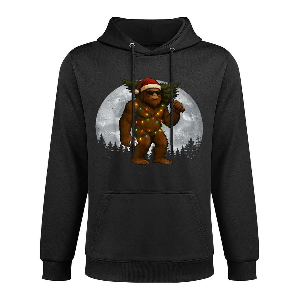 Santa Bigfoot Christmas Lights Funny Sasquatch Believe Versatile Streetwear Hoodie