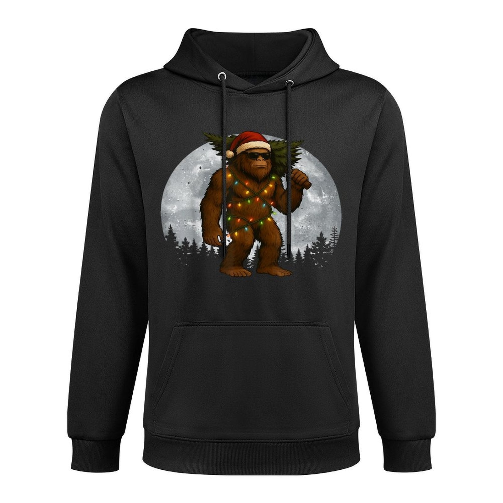 Santa Bigfoot Christmas Lights Funny Sasquatch Believe Versatile Streetwear Hoodie